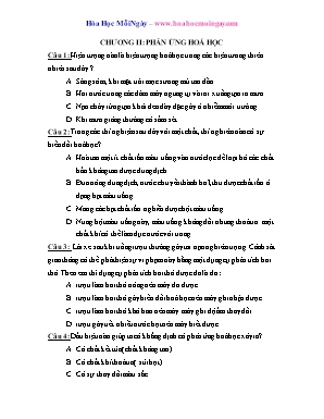 Câu hỏi trắc nghiệm môn Hóa học Lớp 8 - Chương II Phản ứng hóa học